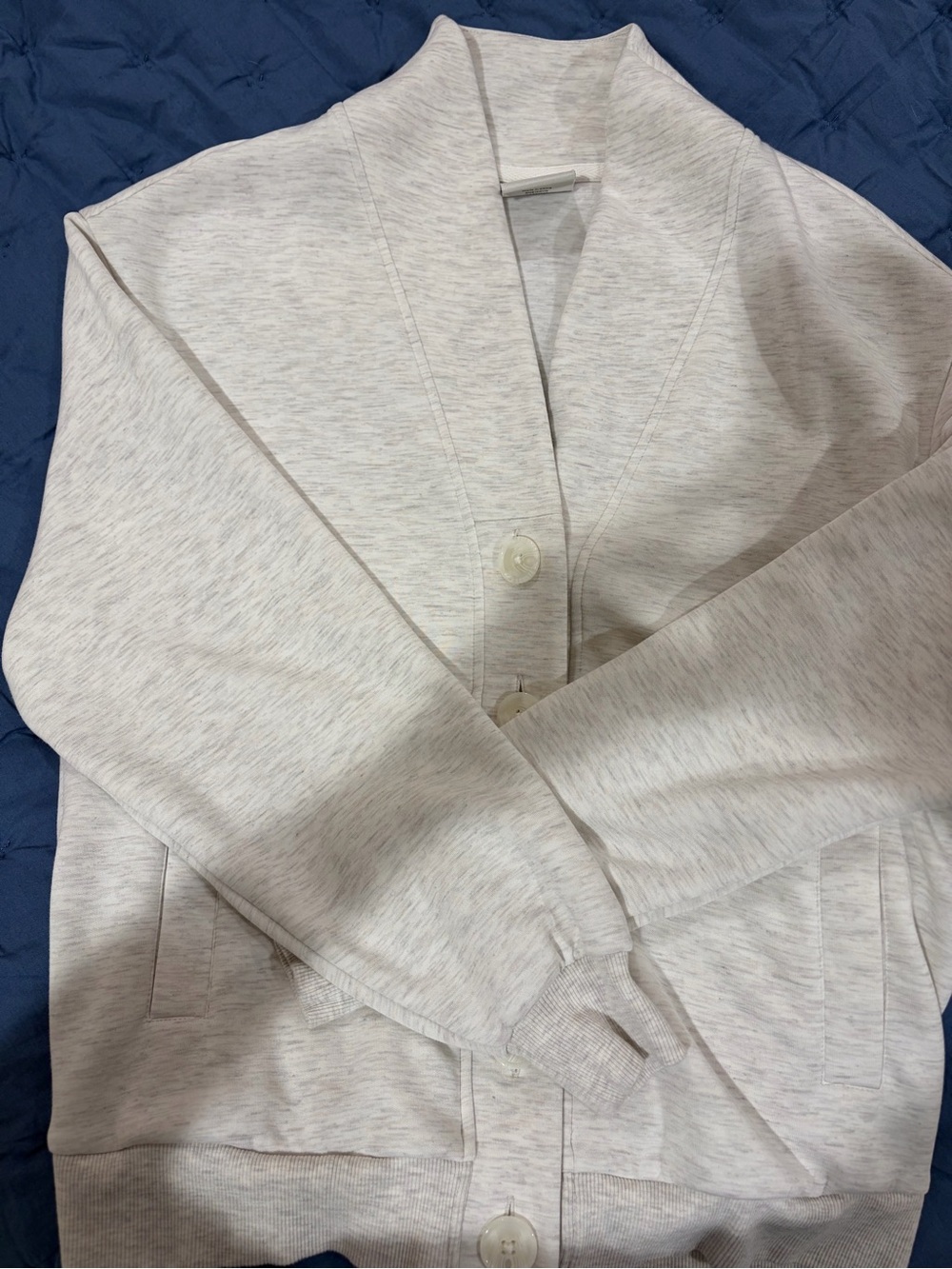 Varley Ivory Marl Button-Front Cozy Jacket - Picture 5 of 6